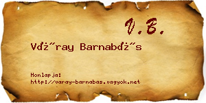 Váray Barnabás névjegykártya